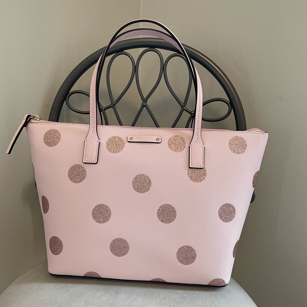 Kate Spade Pink Tote with Glitter Polka Dots NWOT